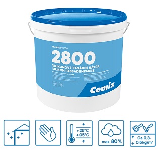 Cemix 2800 silikonový nátěr na fasádu